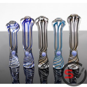 SWIRLY LINES GLASS ONE HITTER 5CT/PK